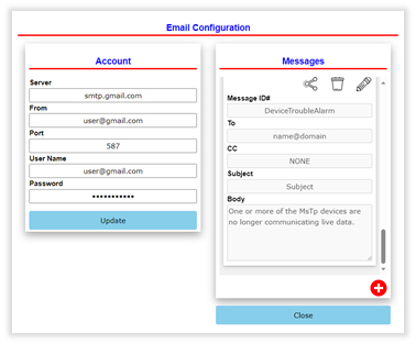 screenshot of baspi-edge email config